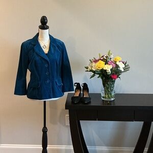 Halogen Teal Velvet Women's Blazer Jacket